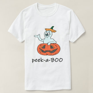 Camiseta Ghost Bonito do Halloween Jack O Lantern Peek A Bo