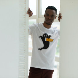 Camiseta Ghost Boo Halloween Preto Laranja Gráfico