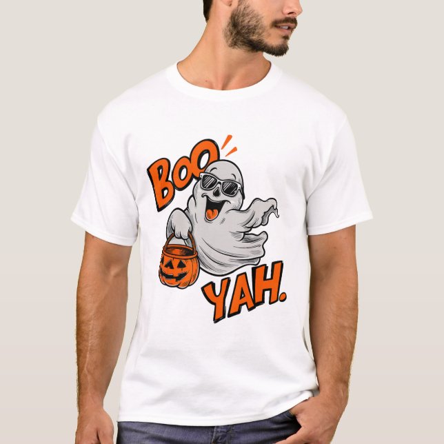 Camiseta Ghost Boo Yah Dia de as Bruxas engraçado Shirt Spo (Frente)