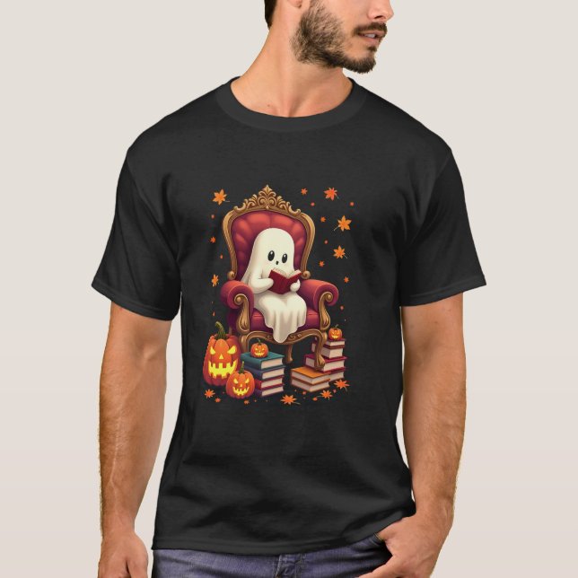 Camiseta Ghost Book Reader Lading Book Lover Professor Engr (Frente)