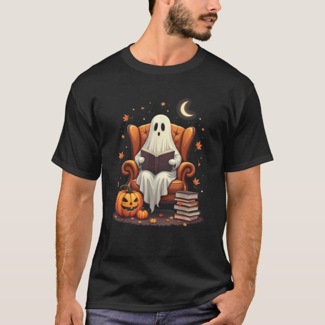Camiseta Ghost Book Reader Lading Book Lover Professor Engr (Frente)