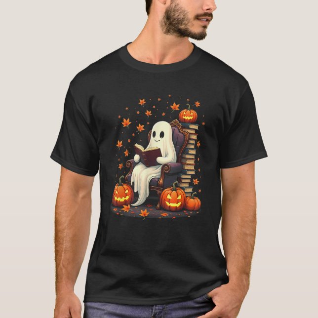 Camiseta Ghost Book Reader Lading Book Lover Professor Engr (Frente)
