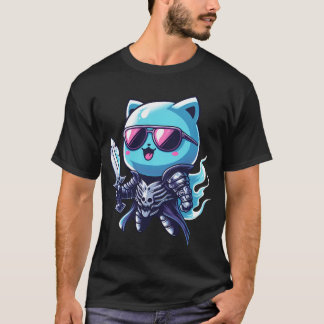 Camiseta Ghost Cat Armadura Mítica do Céu com Espada e Somb