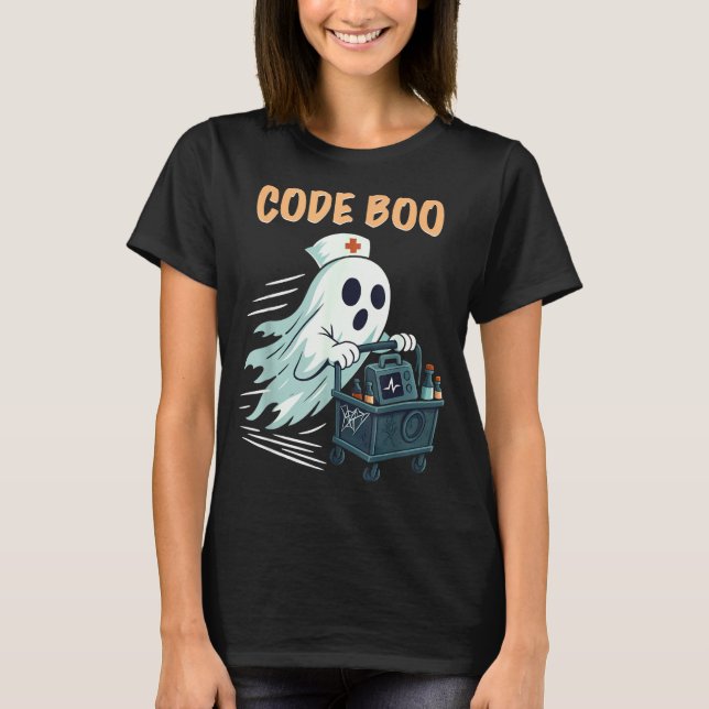 Camiseta Ghost Code Boo In The Icu Nursing Gift For Hallowe (Frente)