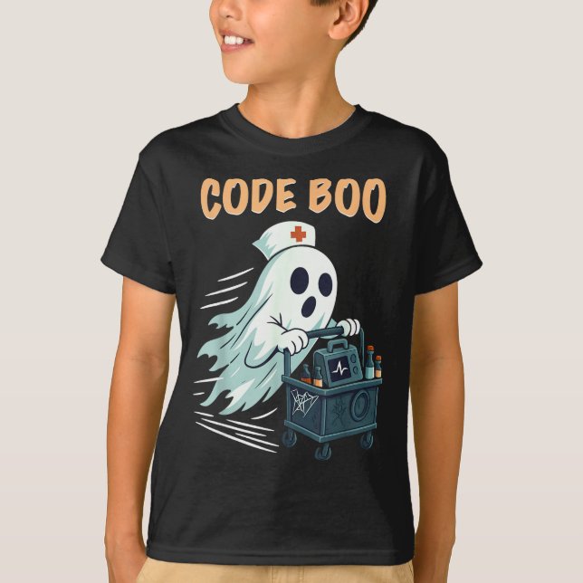Camiseta Ghost Code Boo In The Icu Nursing Gift For Hallowe (Frente)