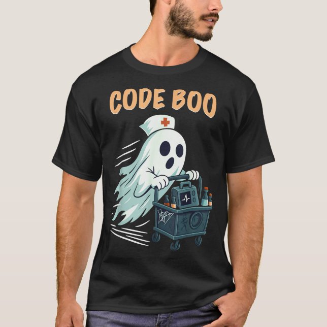 Camiseta Ghost Code Boo In The Icu Nursing Gift For Hallowe (Frente)