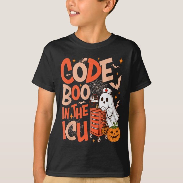 Camiseta Ghost Code Boo In The Icu Nursing Nurse Halloween  (Frente)