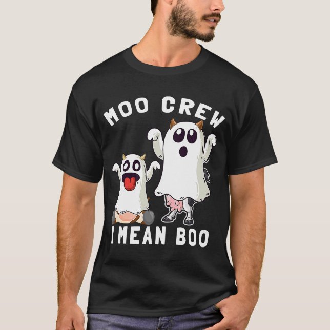 Camiseta Ghost Cow Moo Crew Quero Dizer Boo Halloween Cow 2 (Frente)
