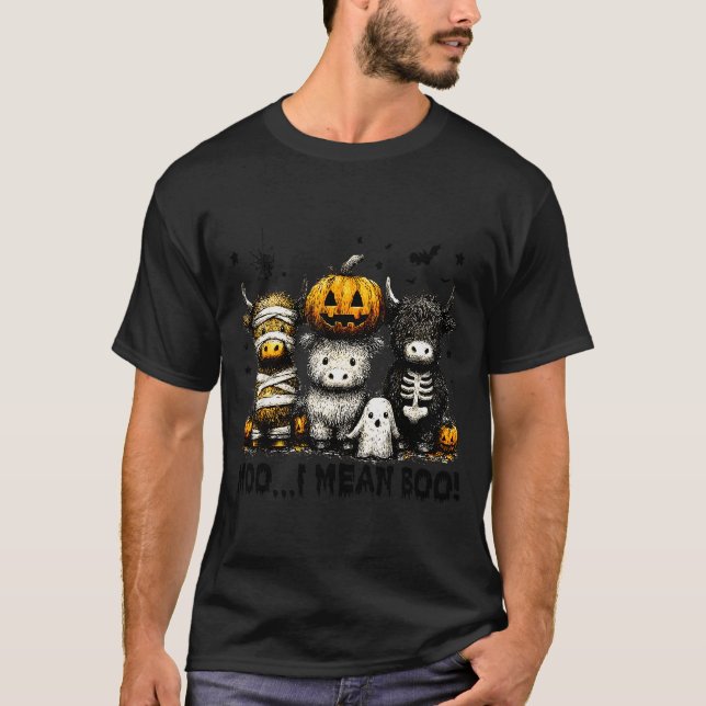 Camiseta Ghost Cow Moo I Mean Boo Halloween Outfit Funny Co (Frente)