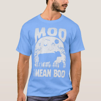 Camiseta Ghost Cow Moo I Mean Boo Pumpkin Moon Halloween fo