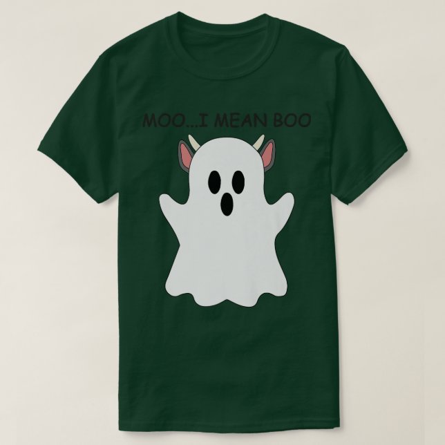 Camiseta Ghost Cow Moo I Quer Dizer Boo Halloween Farmer Gi (Frente do Design)