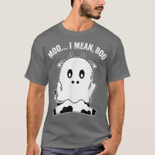 Camiseta Ghost Cow Moo I quer dizer Boo Pumpkin Halloween F