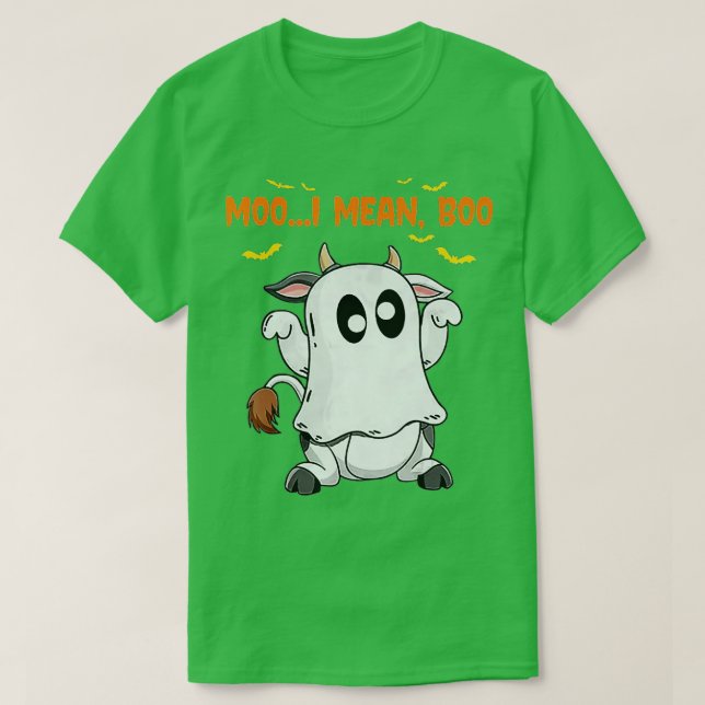 Camiseta Ghost Cow Moo I Quer Dizer Boo Pumpkin Moon Hallow (Frente do Design)