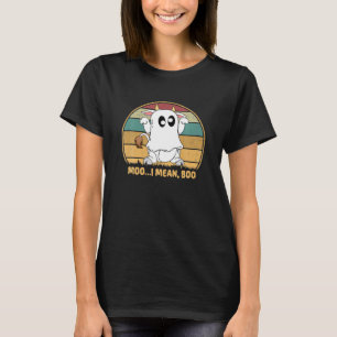 Camiseta Ghost Cow Moo Quero Dizer Boo Pumpkin Moon Hallowe