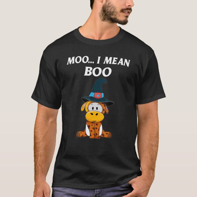 Camiseta Ghost Cow Moo Quero Dizer Boo Pumpkin Moon Hallowe (Frente)