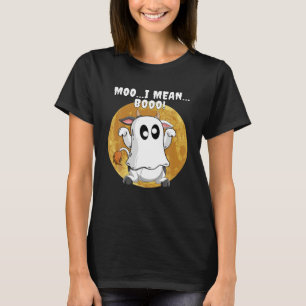 Camiseta Ghost Cow Moo Quero Dizer Boo Pumpkin Moon Hallowe