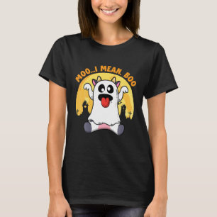 Camiseta Ghost Cow Moo Quero Dizer Boo Pumpkin Moon Hallowe