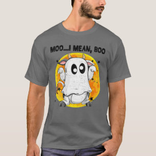 Camiseta Ghost Cow Moo Quero Dizer Boo Pumpkin Moon Hallowe