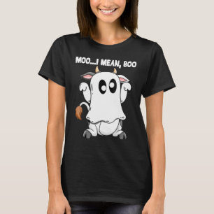 Camiseta Ghost Cow Moo Quero Dizer Boo Pumpkin Moon Hallowe