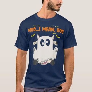 Camiseta Ghost Cow Moo Quero Dizer Boo Spookkin Pumpkin Eng