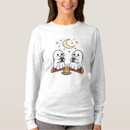 Camiseta Ghost Cute Campfire Cozy Halloween Leve Tee