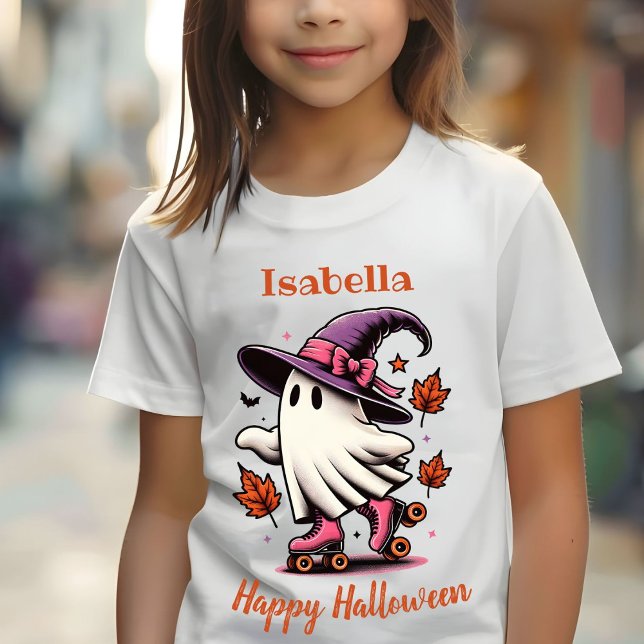 Camiseta Ghost Cute de Halloween de Pista Personalizado (Criador carregado)