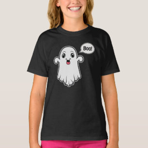 Camiseta Ghost de Cartoon Encarado Dizendo Boo Halloween