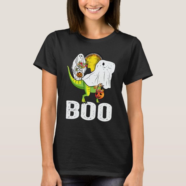 Camiseta Ghost Dinosaur rex  Boo Halloween Boys Men Pumpkin (Frente)