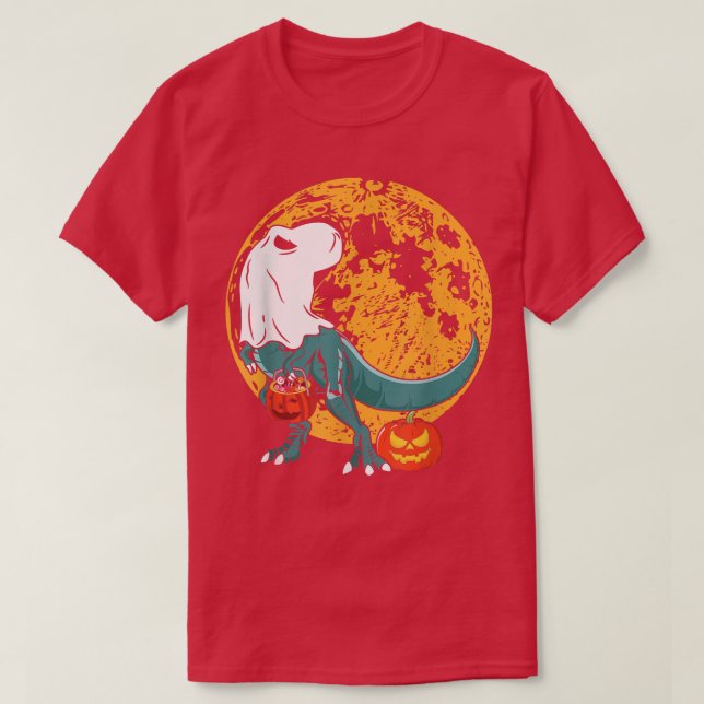 Camiseta Ghost Dinossaur TRe Engraçado Boo Halloween Boy Pu (Frente do Design)