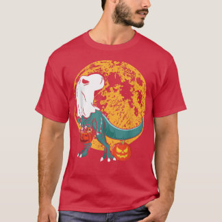 Camiseta Ghost Dinossaur TRe Engraçado Boo Halloween Boy Pu