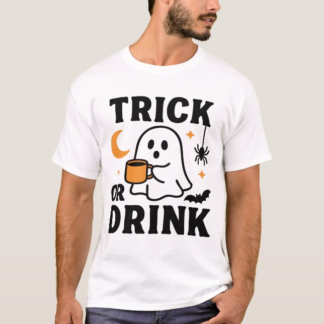 Camiseta Ghost do Dia de as Bruxas engraçado de truque ou b (Frente)
