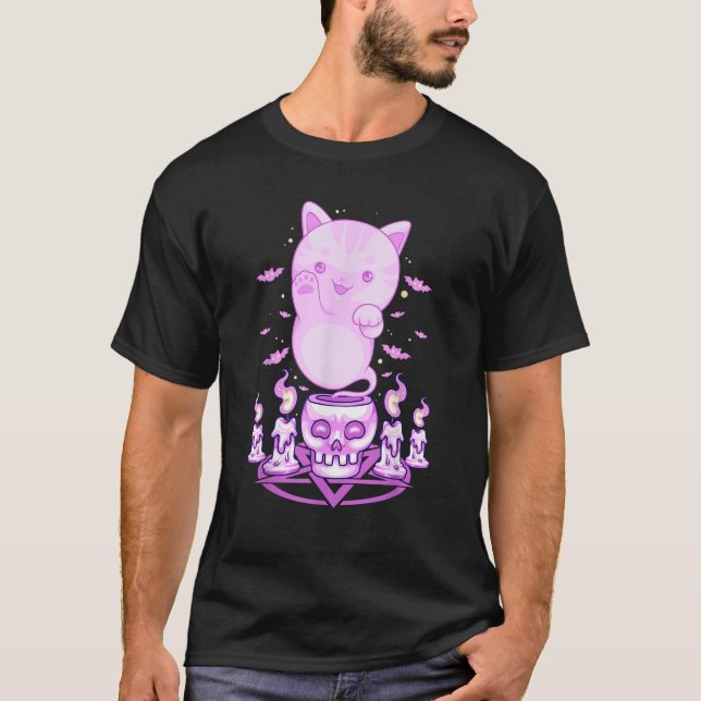 Camiseta Ghost do Gótico Pastel Ghost Cat Boo Halloween Kit (Frente)