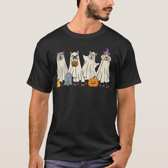 Camiseta Ghost Dog Halloween Boo Ghosts Dogs Wearing Ghost  (Frente)