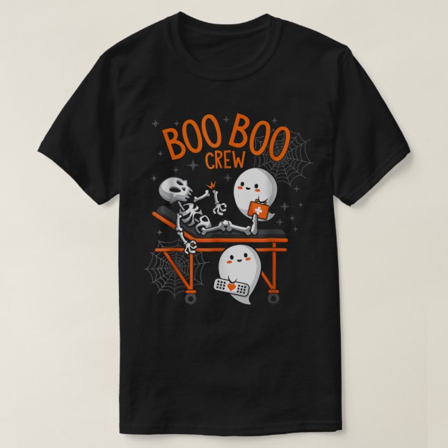 Camiseta Ghost Doutor paramédico Enfermeiro EMT Halloween B (Frente do Design)