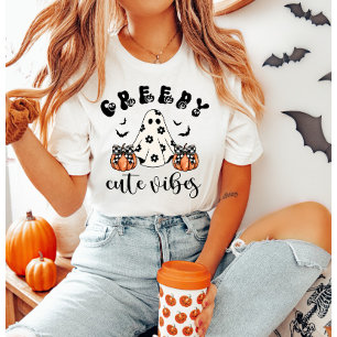 Camiseta Ghost e Coquete de Abóbora das Víbias Cutas Retro