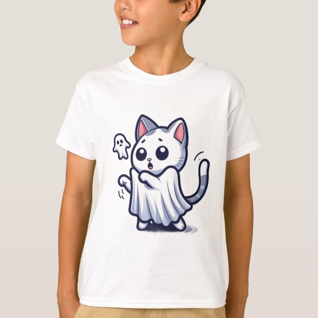 Camiseta Ghost Gatinho Halloween Costume (Frente)