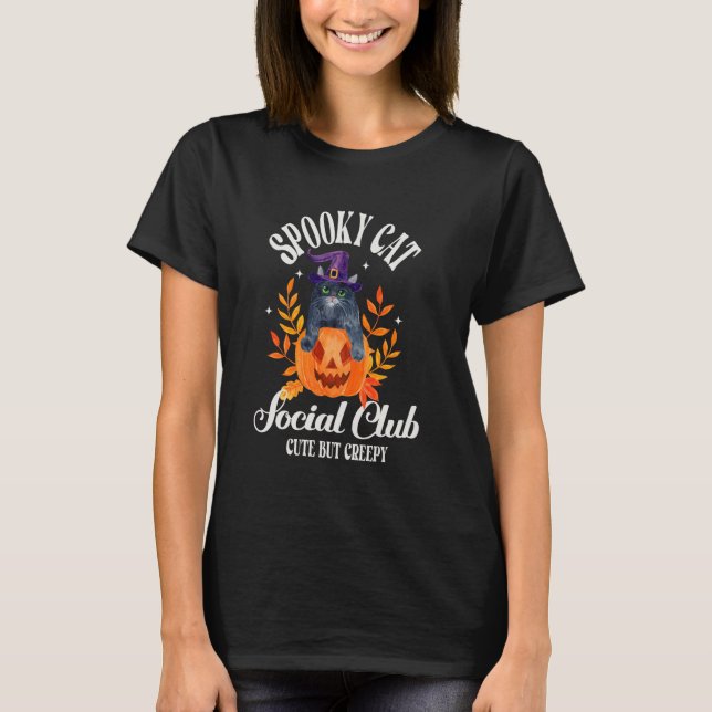 Camiseta Ghost Ghost Cat Halloween Black C (Frente)