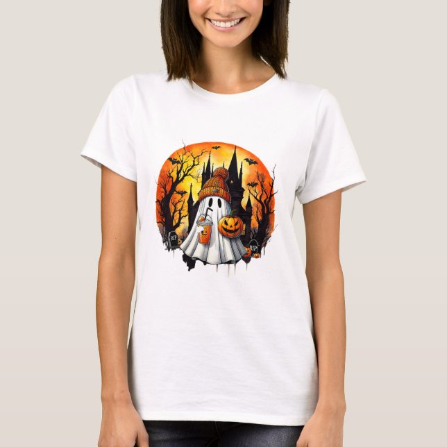 Camiseta Ghost Ghost Coffee Halloween Ghost Ice Cof (Frente)