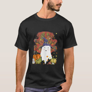 Camiseta Ghost Ghost Gata Pumpkin Café Folha Folha H