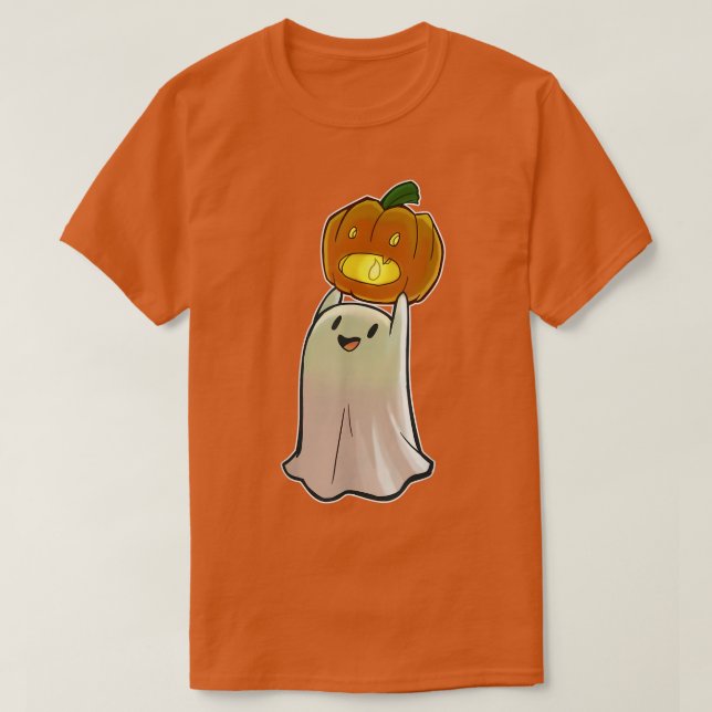 Camiseta Ghost Ghost Pumpkin Face Jack O'Lantern Happy Hall (Frente do Design)