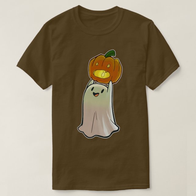 Camiseta Ghost Ghost Pumpkin Face Jack O'Lantern Happy Hall (Frente do Design)