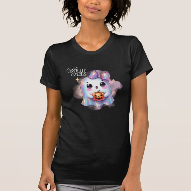Camiseta Ghost Halloween Cute Iridescente (Frente)