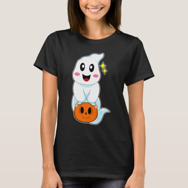 Camiseta Ghost Halloween Handbag Pumpkin (Frente)