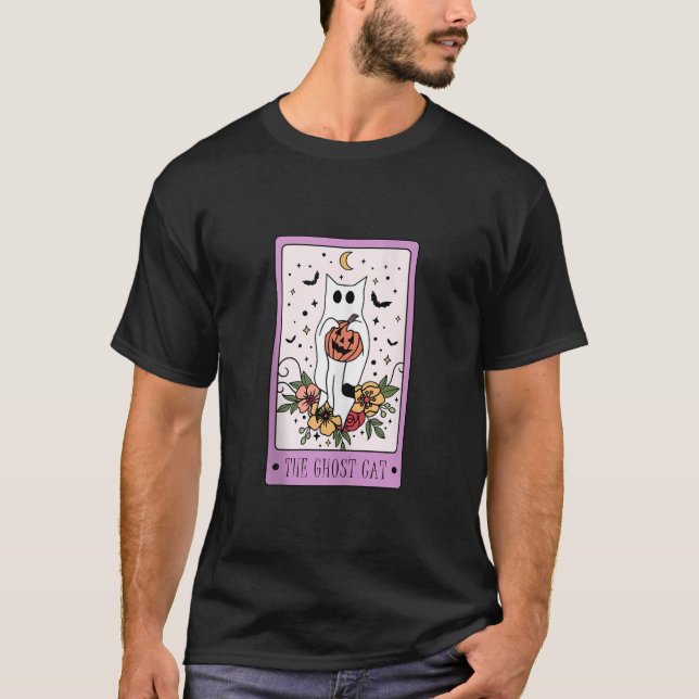 Camiseta Ghost Halloween Pumpkin Cat Lov (Frente)