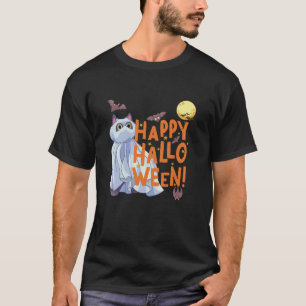 Camiseta Ghost Happy Halloween Engraçado Kitten Lover Hallo