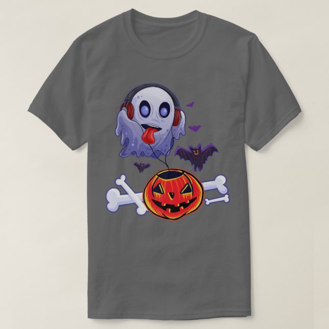 Camiseta Ghost Hein Music Pumpkin Halloween Homens mulheres (Frente do Design)