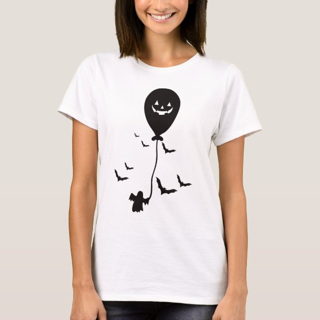 Camiseta Ghost Holding Balão - Ghost Desi bonito e simples (Frente)