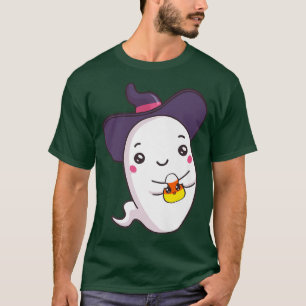 Camiseta Ghost Holding Candy Corn Cute Funny Halloween Cost