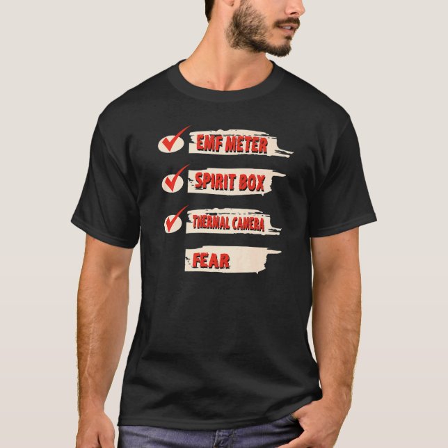 Camiseta Ghost Hunter Checklist EMF Meter Paranormal Invest (Frente)