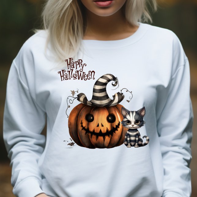 Camiseta Ghost Kitten e Pumpkin, de Brisas de Halloween (Criador carregado)